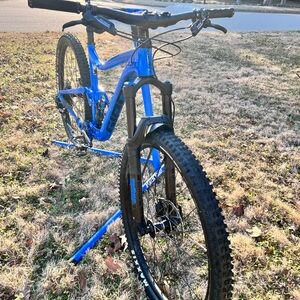 Full-Suspension Mountain Bike Frame in Bright Blue